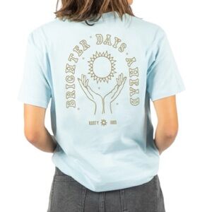 Rusty Ruins Tee M Pale Blue Women's Cotton Surf Graphic BNWT